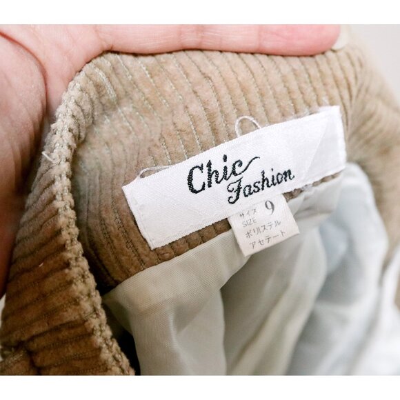 80s Khaki Corduroy Mini Skirt, Classic High Waisted Pencil Skirt, Women's Small - Picture 7 of 7